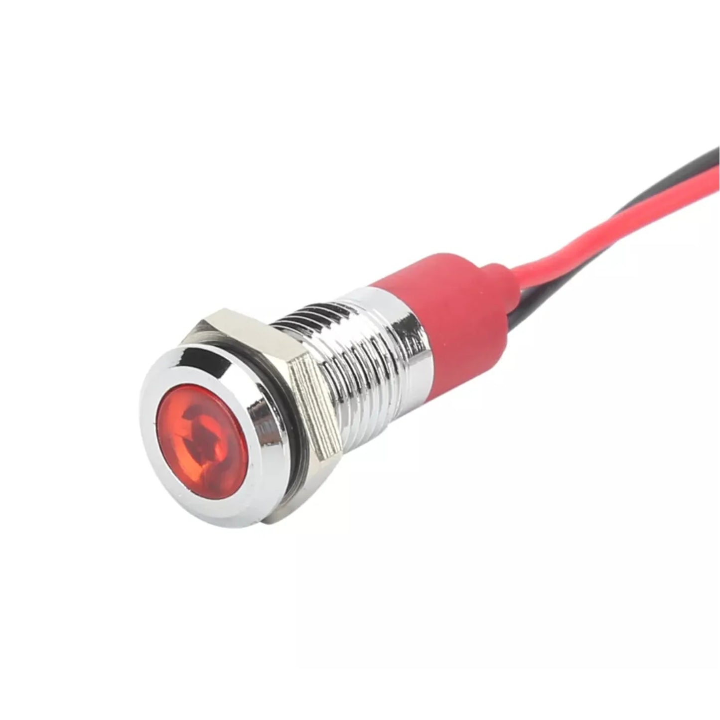 10-24V 10mm LED Metal Indicator Light With 15cm Cable 10-24V Metal Indicator Light Industrial-Grade LED Indicator Light For Machinery & Equipment - RED - RS6942