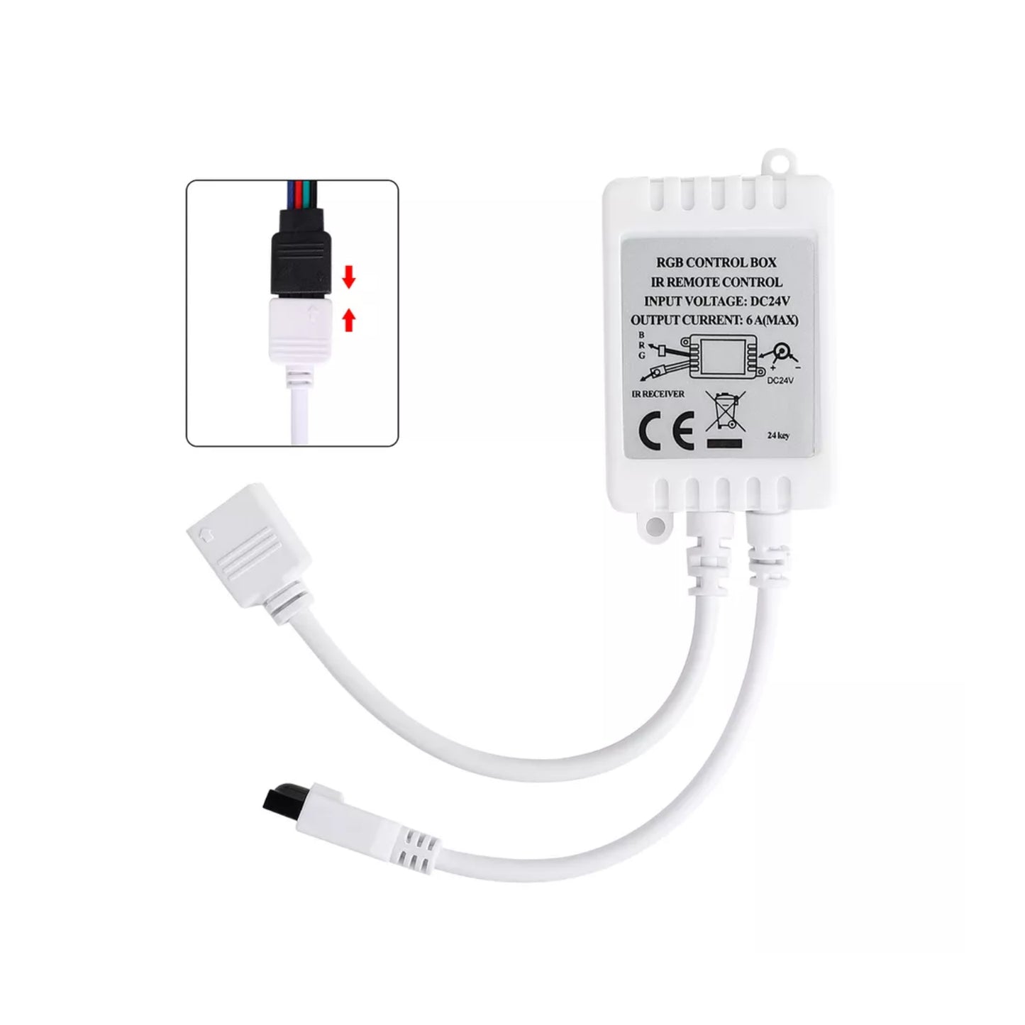 12V RGB LED Strip Controller With 24-Key IR Remote 12V 5050 RGB LED Strip Controller Set 6A Output Powerful RGB LED Strip Controller Kit For Vibrant Lighting - RS4381