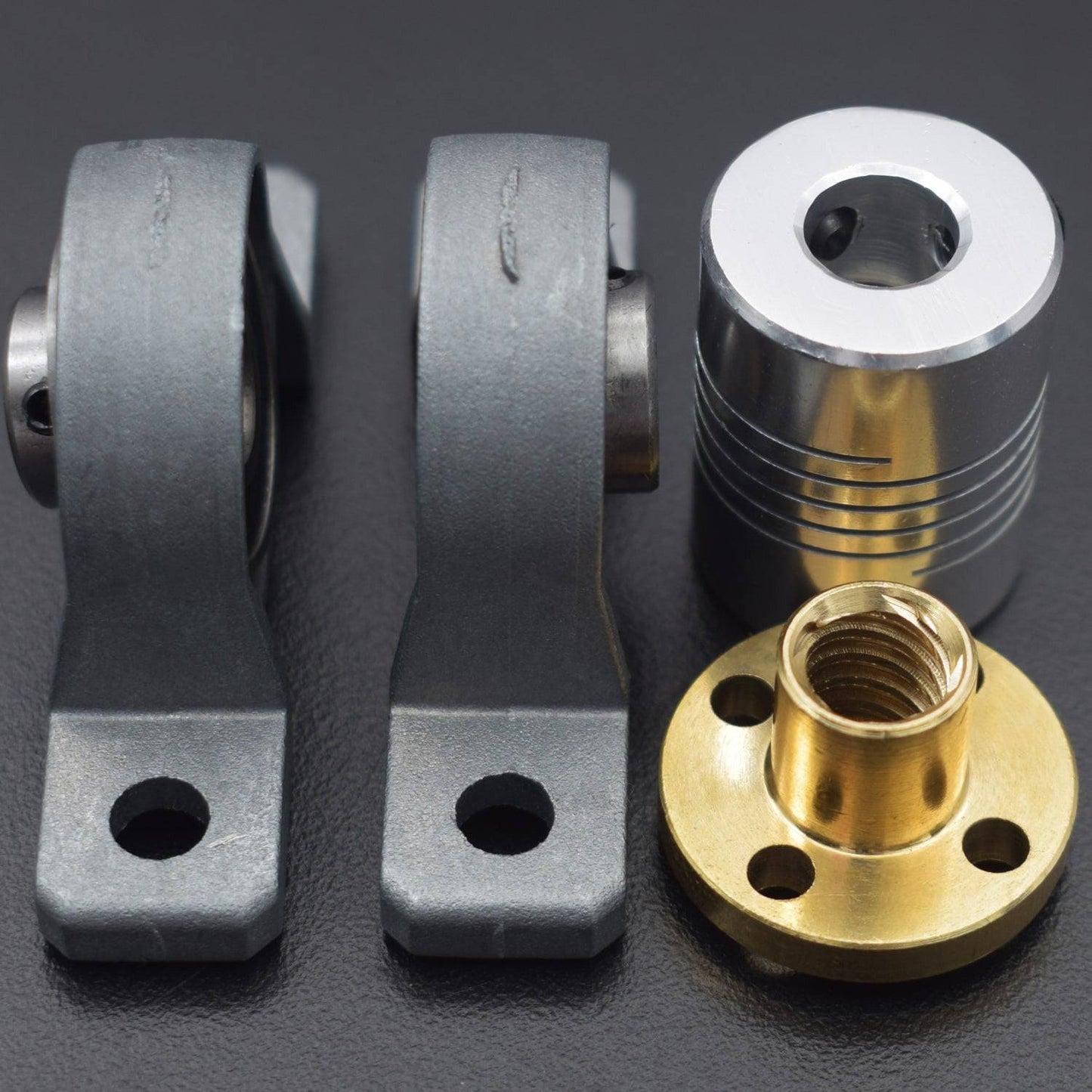 T8 Lead Screw 500mm 8mm, Brass Copper Nut With KP08 Bearing Bracket And 5 x 25 x 8mm Flexible Coupling For 3D Printer - RS2366 - REES52