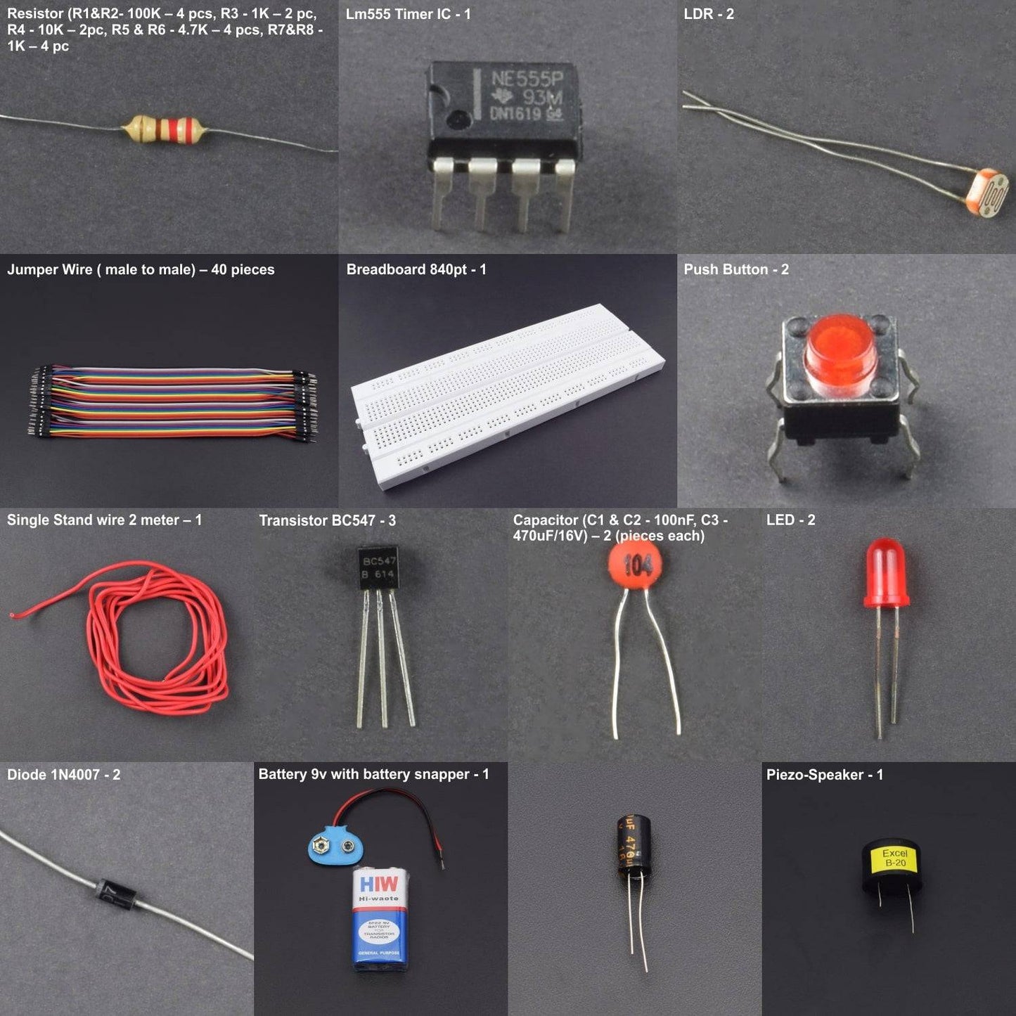 Make a power failure alarm using 555 timer IC and piezo buzzer - KT947 - REES52