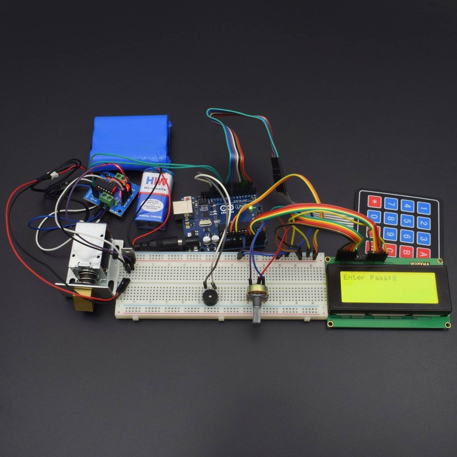 make a digital door lock using 12v Solenoid Door lock interfacing with arduino uno - KT809 - REES52