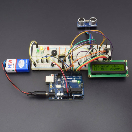 Make a water level & Temperature Measurement tool using Ultrasonic sensor & DS18B20 Sensor Module with Arduino uno - KT776 - REES52