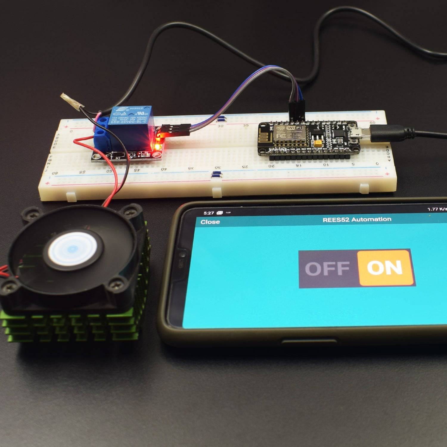 Make a Home Automation Fan over Wi-Fi controlled app using NodeMCU V2 with 5v 1-Channel Relay Module - KT584 - REES52