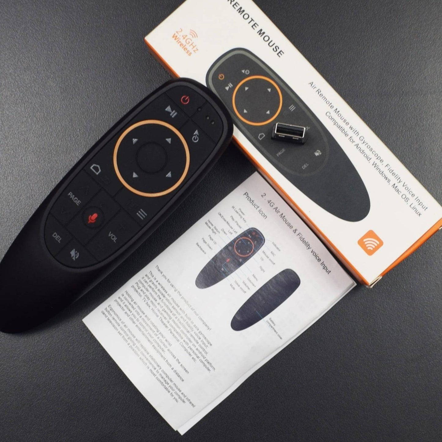 G10 Voice Control Fly Air Mouse 2.4GHZ Wireless Microphone Remote - Black - RS2267 - REES52