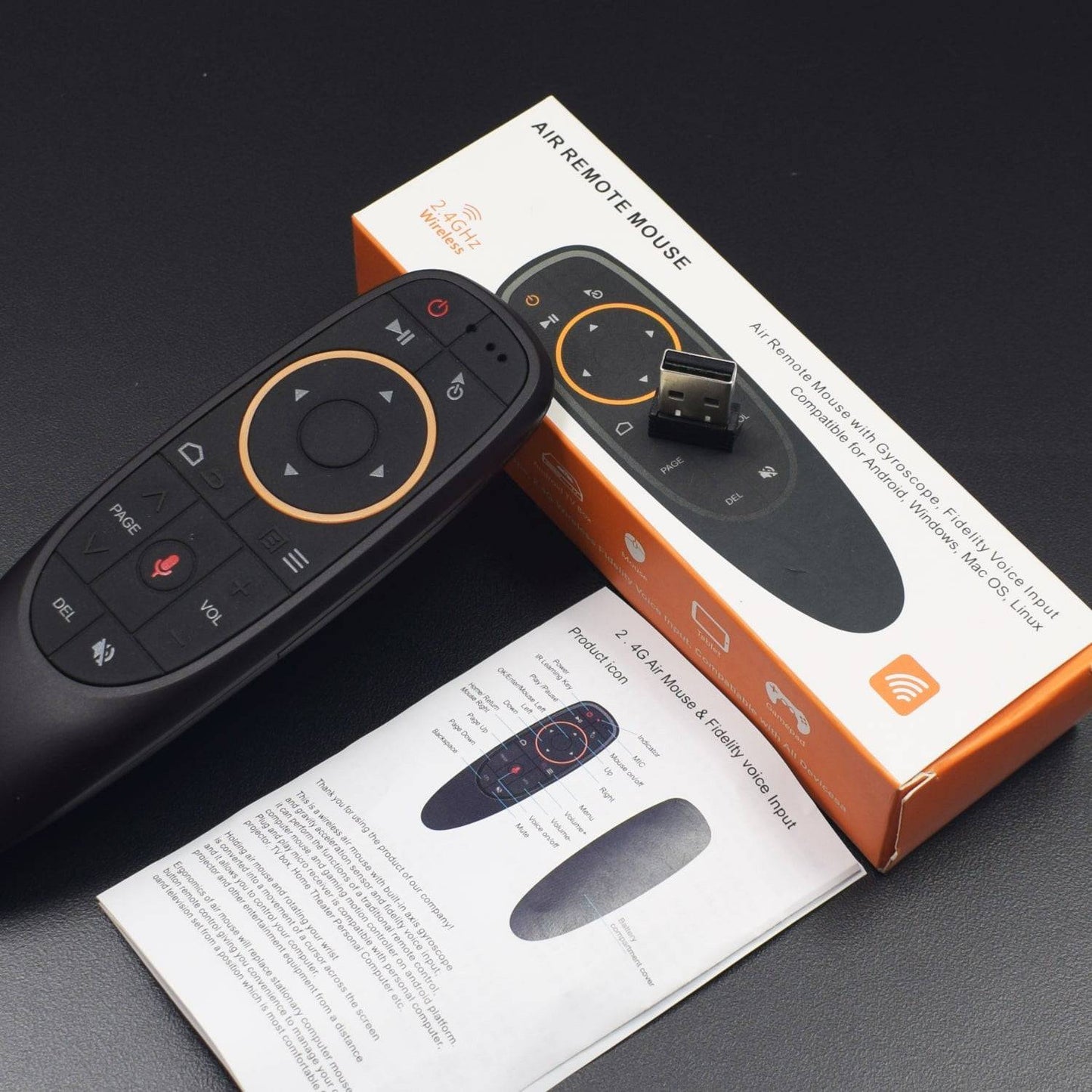 G10 Voice Control Fly Air Mouse 2.4GHZ Wireless Microphone Remote - Black - RS2267 - REES52