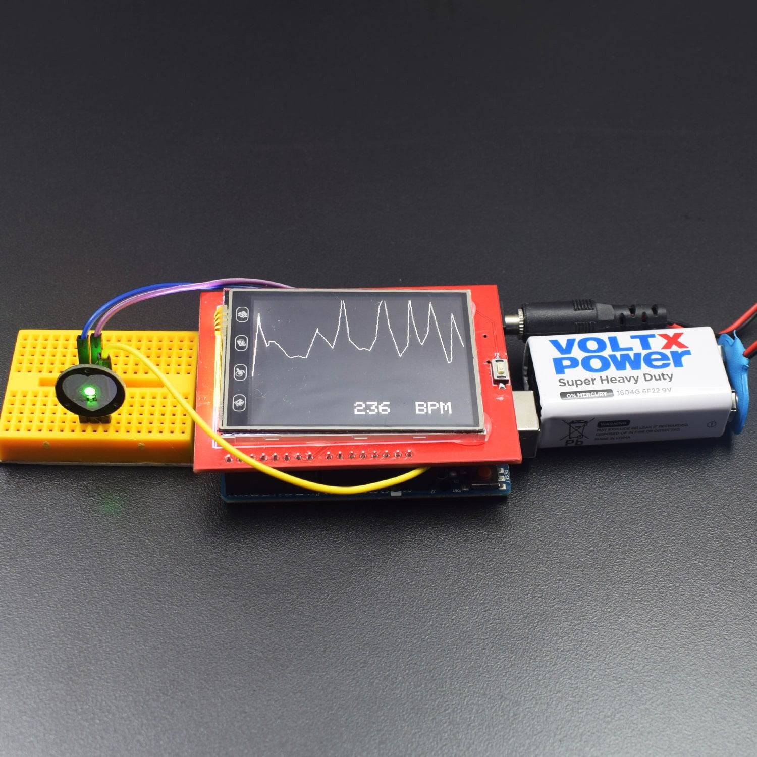 Make a Heartbeat monitor with 2.4 inch TFT display using pulse rate sensor - KT585 - REES52