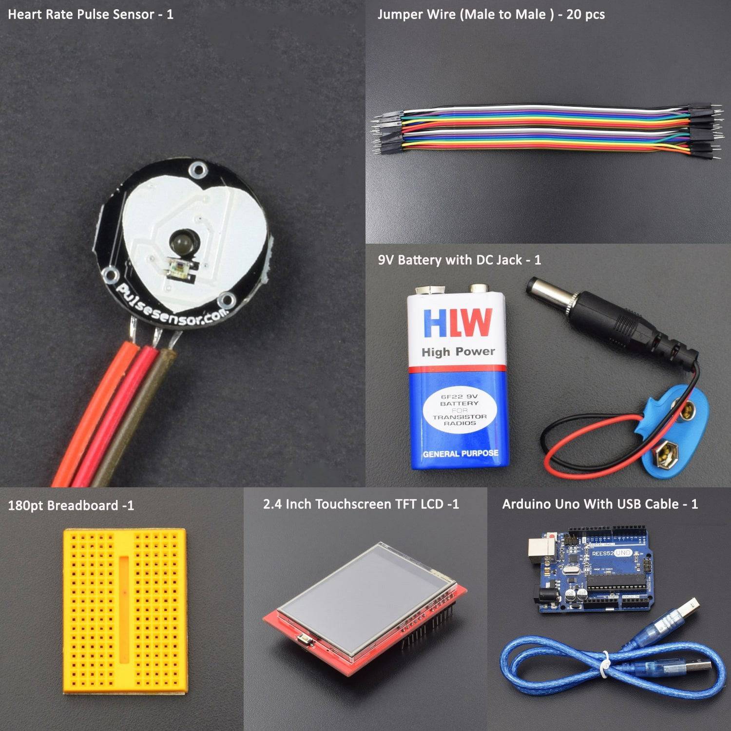 Make a Heartbeat monitor with 2.4 inch TFT display using pulse rate sensor - KT585 - REES52