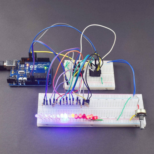 Make a Pattern with 16 Leds using HC595 shift Register interfacing with Arduino Uno  - KT938 - REES52