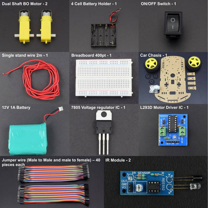 Make a Line Follower Robot Car Using L293d Motor Driver IC And BO Motor Dual Shaft - KT858 - REES52