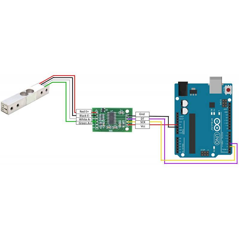 5 kg Load Cell with HX711 Module Shell and 4P DuPont Wire Kit - RS3556 - REES52
