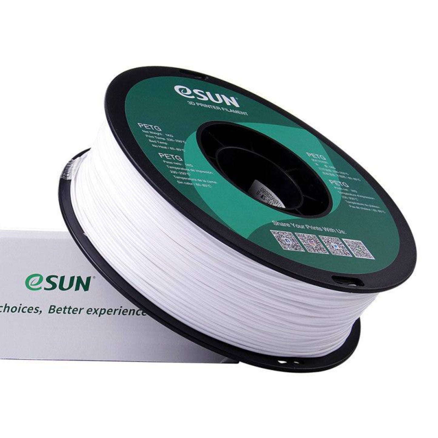 eSun PETG 1.75mm 3D Printing Filament 1kg - Solid White - RS3361 - REES52
