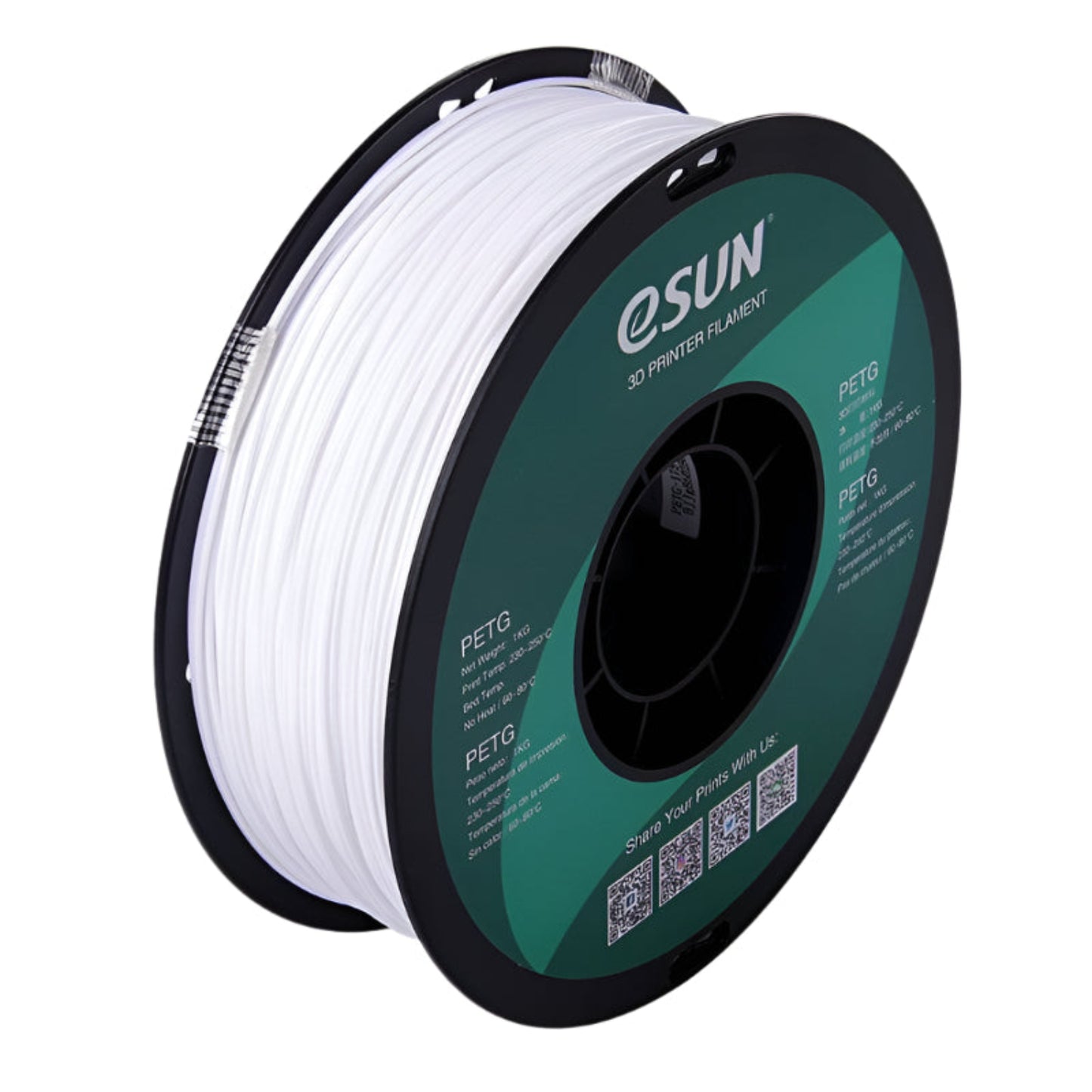 eSun PETG 1.75mm 3D Printing Filament 1kg - Solid White - RS3361 - REES52