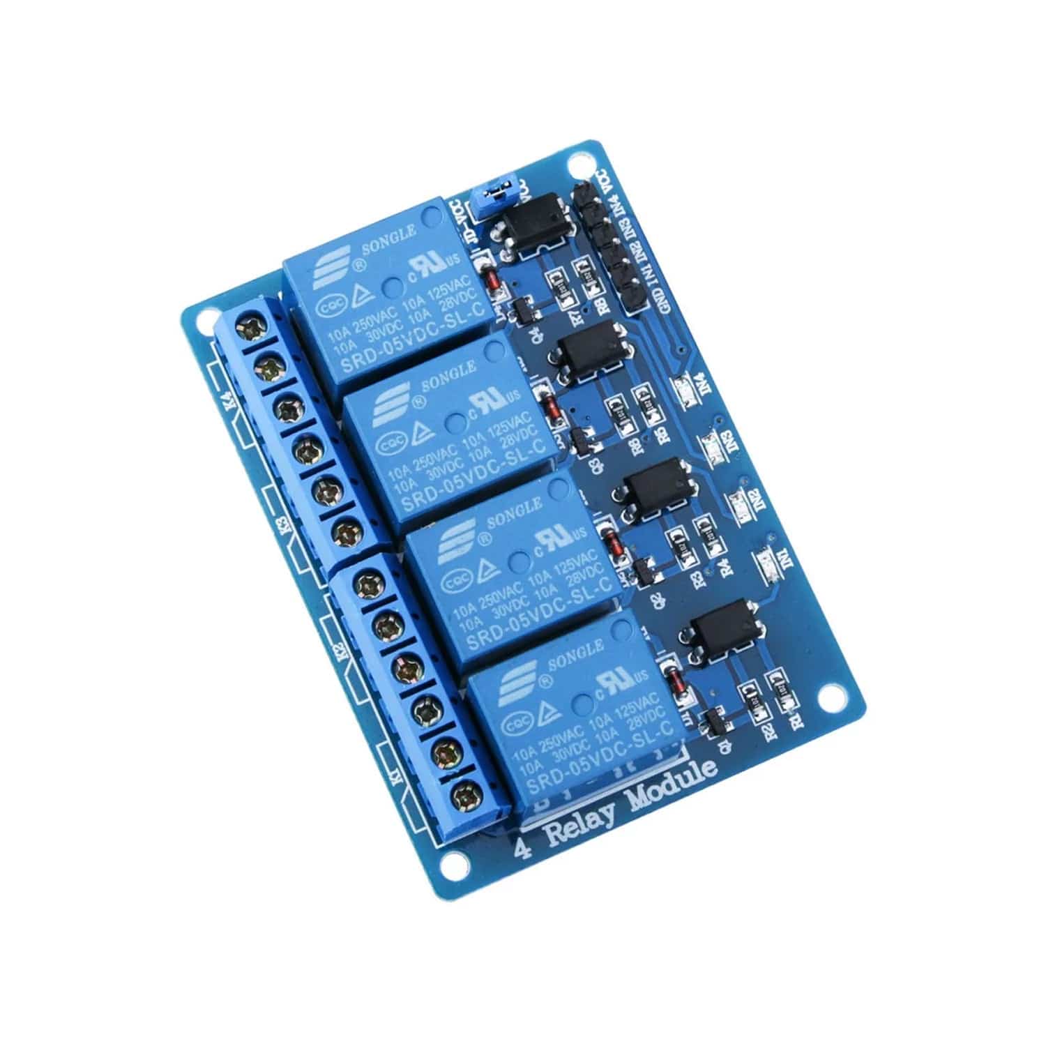 5V 4 Channel Relay Module Isolated 5V 10A with Opto Coupler