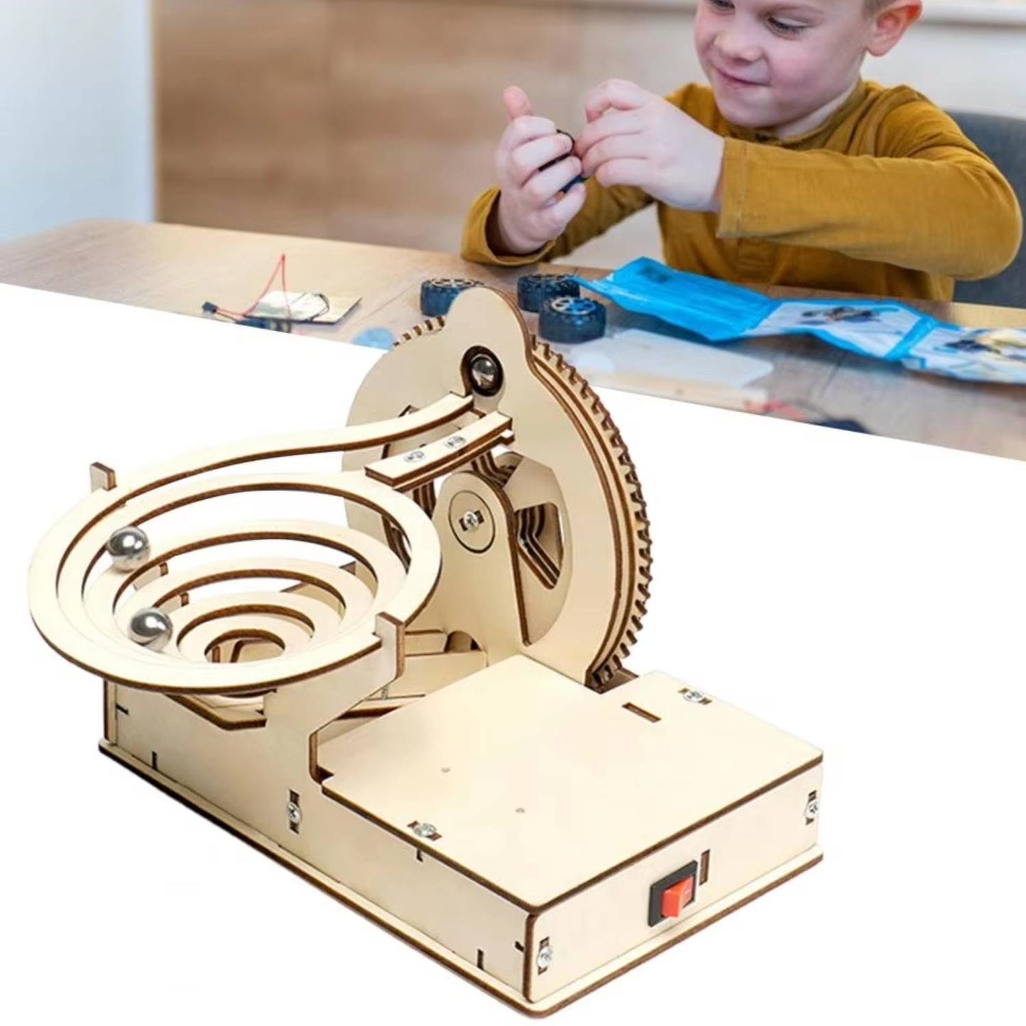 DIY Wooden Slide Ball STEM Kit Slide Ball DIY Puzzle Pack Fun STEM Toy Science Education Set With Robotic Project For Kids - RS6339