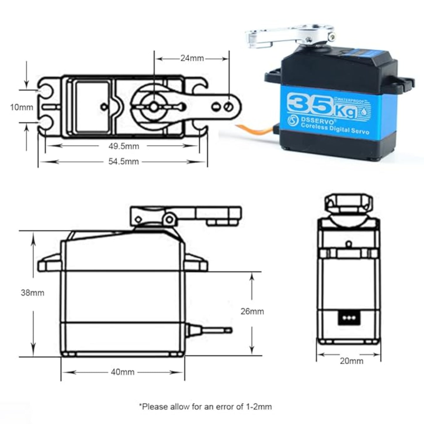 DSServo DS3235SSG 35Kg Coreless Servo Waterproof Digital Servor High Torque Coreless Servo Motor With 180°, 270° (Optional) Degree Rotation For Robotic Arms