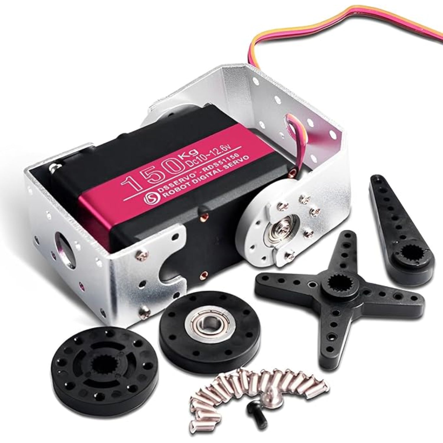 Servo Digitale RC da 150 kg, Servo con Ingranaggio Completamente in Metallo Impermeabile IP66 con Braccio Servo 18T per Parti di Aggiornamento di Auto RC 1/5 Servo Digitale RC da 150 kg, Servo con Ingranaggio Completamente in Metallo Impermeabile IP66 con Braccio Servo 18T per Parti di Aggiornamento di Auto RC 1/5