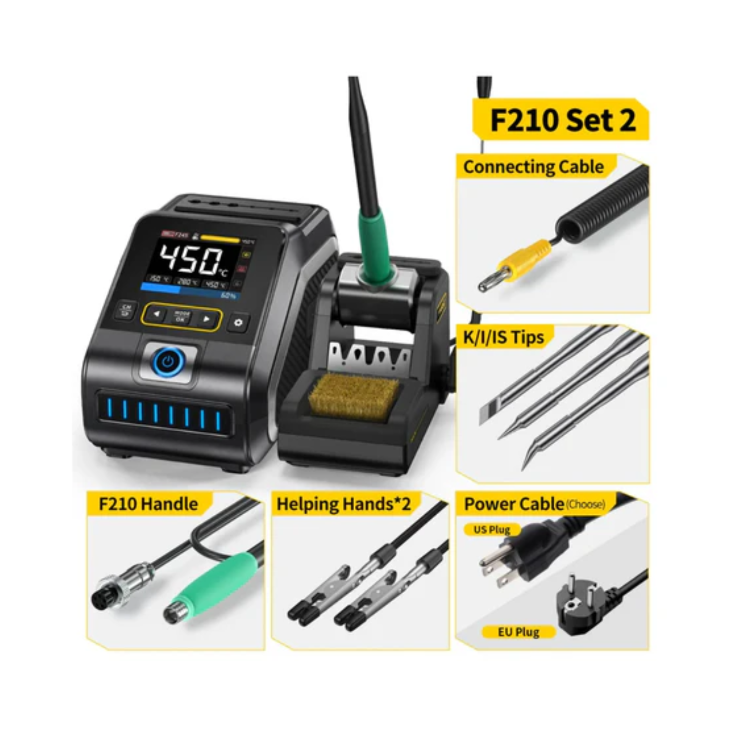 FNIRSI DWS-200 200W Rapid Heating Soldering Station Kit for Electronics Repair
