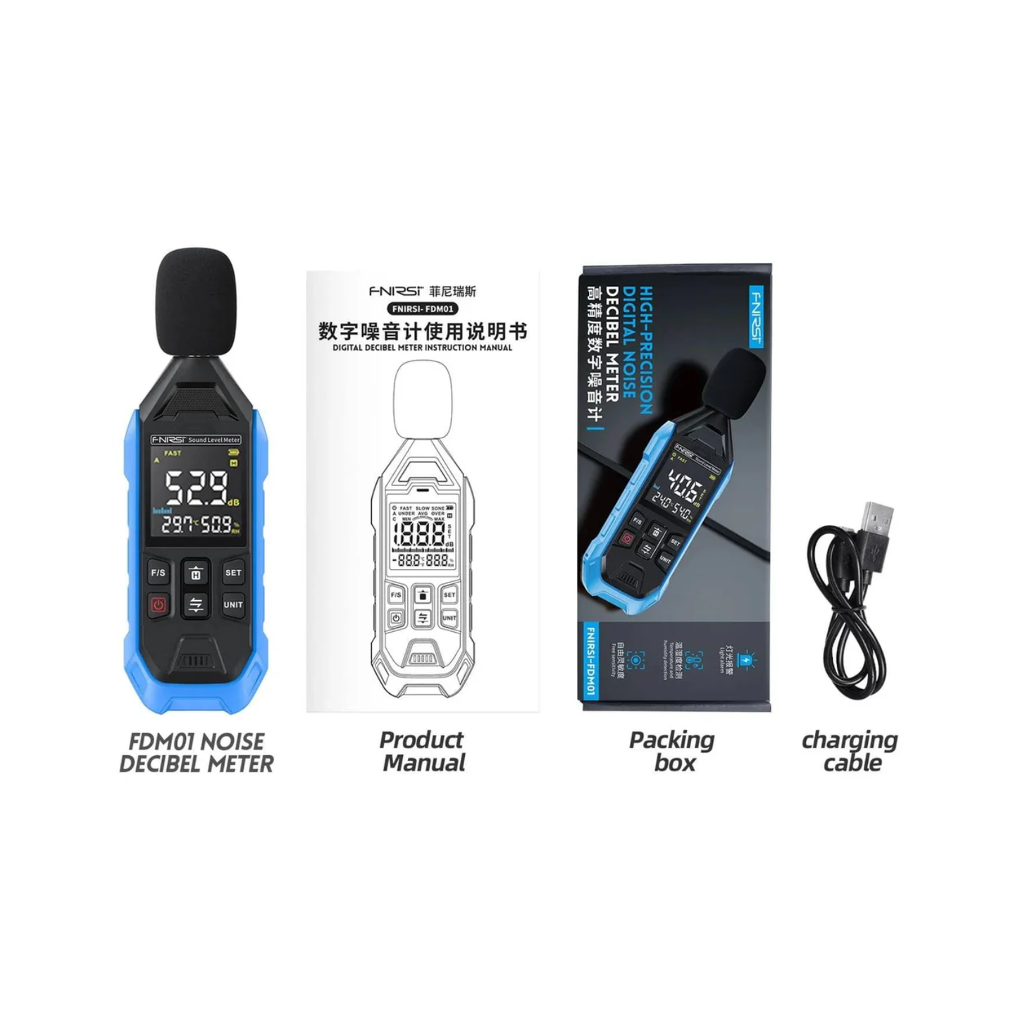 FNIRSI FDM01 High-Precision Digital Noise Meter/Decibel Meter/Sound Level Meter