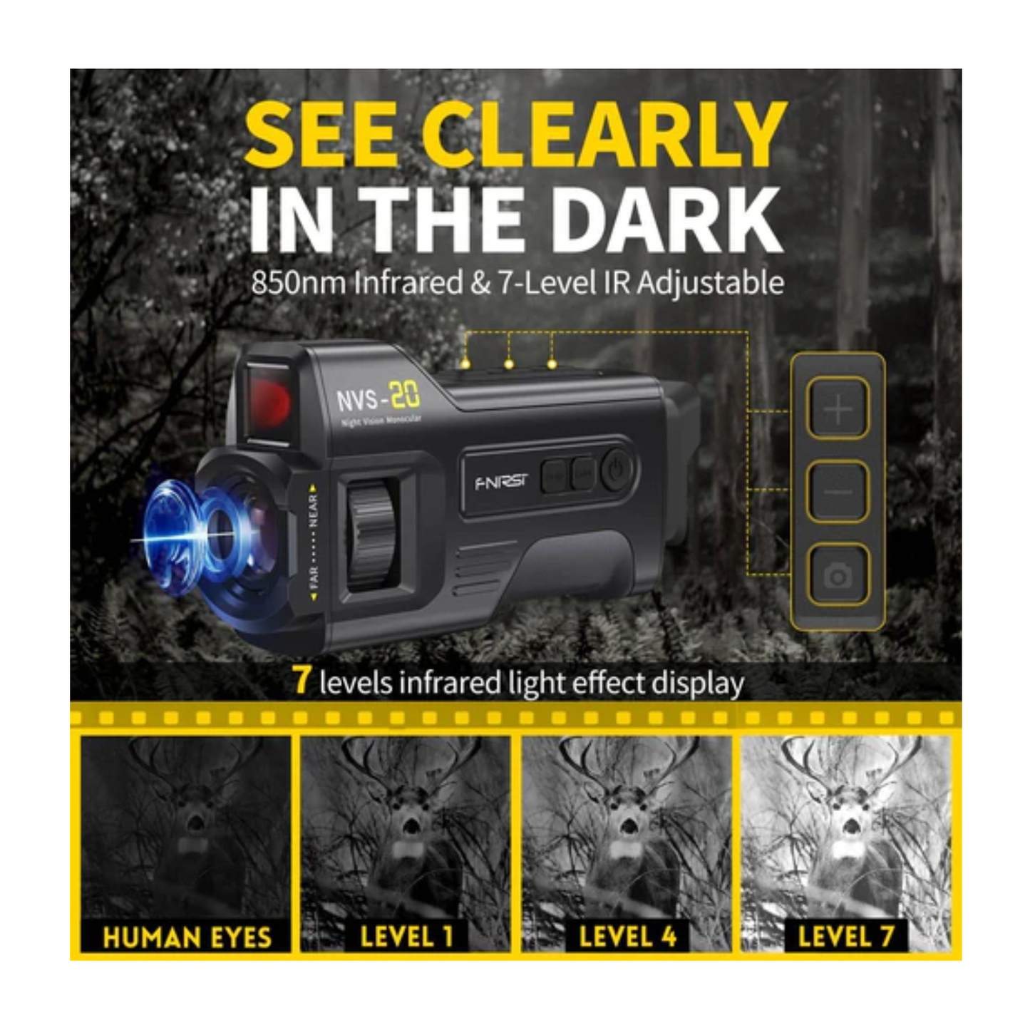 FNIRSI NVS-20 - 4K, IR, 6x Digital Zoom Monocular