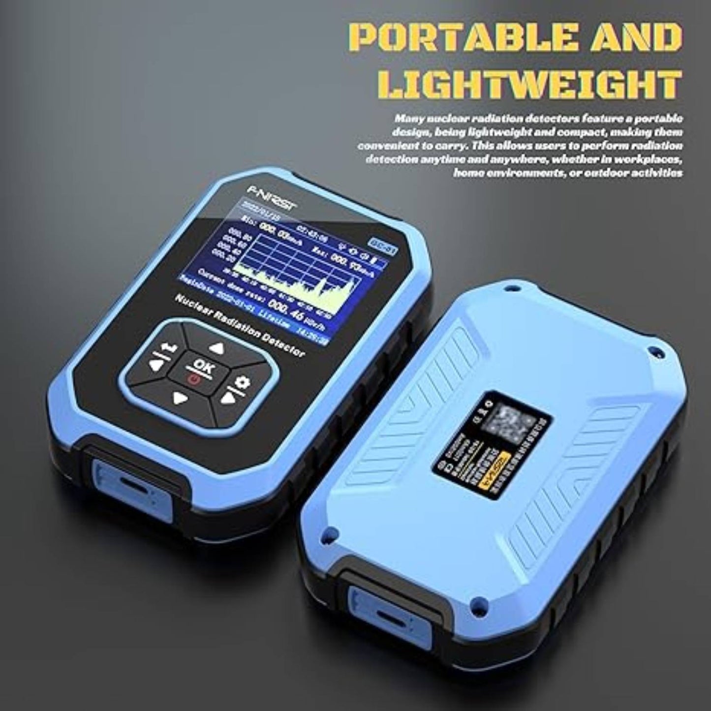 FNIRSI GC-01 Nuclear Radiation Detector Portable Nuclear Radiation Detector GC-01 Radiation Detector For Environmental Radiation Mapping - Blue - RS8376