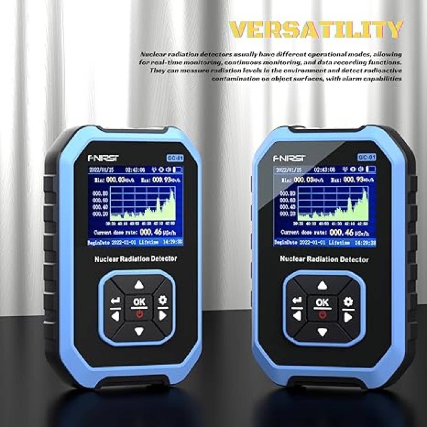 FNIRSI GC-01 Nuclear Radiation Detector Portable Nuclear Radiation Detector GC-01 Radiation Detector For Environmental Radiation Mapping - Blue - RS8376