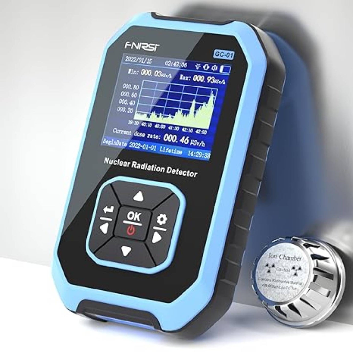 FNIRSI GC-01 Nuclear Radiation Detector Portable Nuclear Radiation Detector GC-01 Radiation Detector For Environmental Radiation Mapping - Blue - RS8376