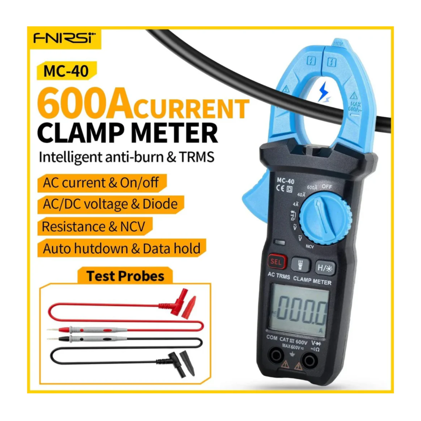 FNIRSI MC-40 AC/DC Clamp Meter Multimeter