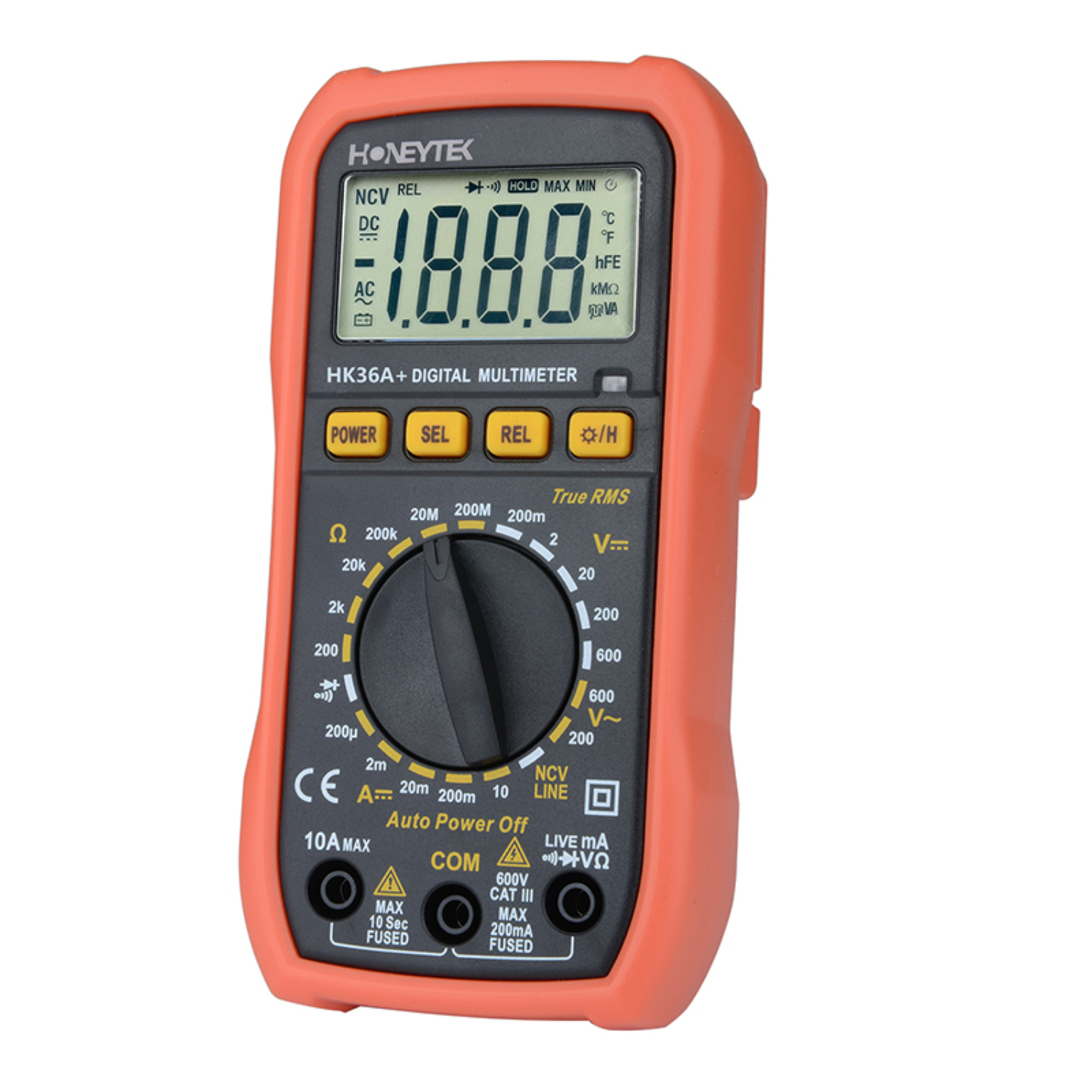 Honeytek HK36A+ True-RMS Digital Multimeter Auto-Ranging Electrical Tester For Accurate AC/DC Measurements