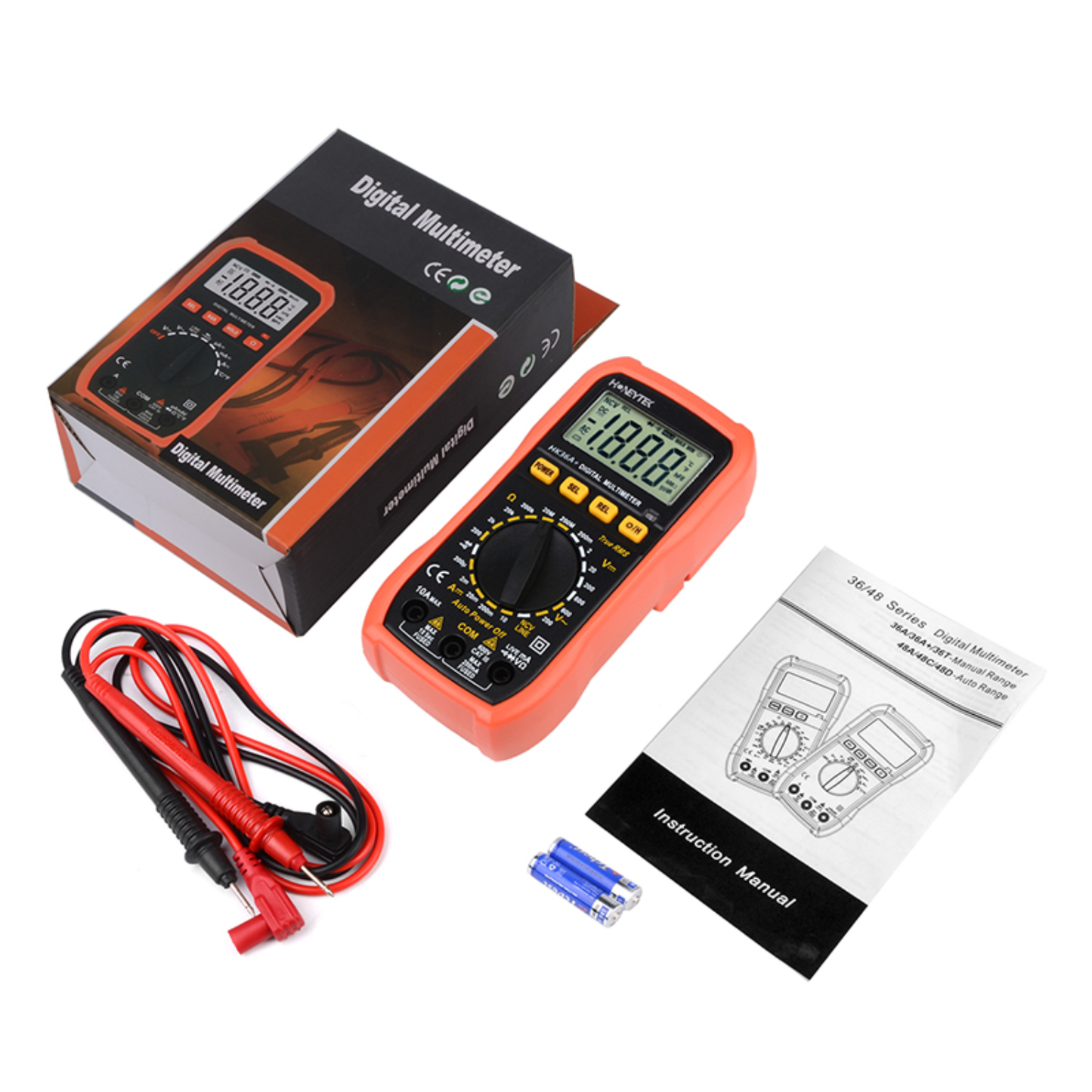 Honeytek HK36A+ True-RMS Digital Multimeter Auto-Ranging Electrical Tester For Accurate AC/DC Measurements