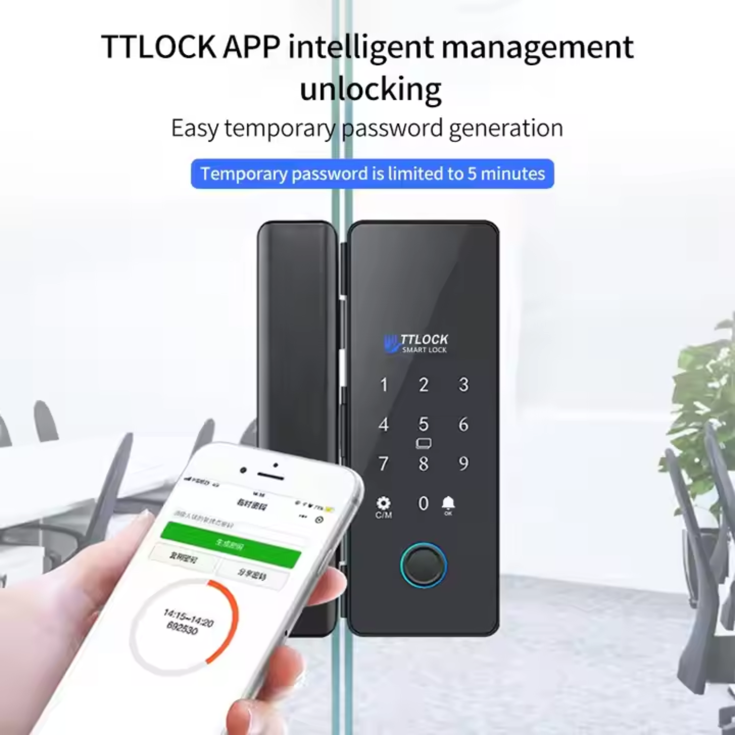 Bluetooth smart lock with app and card access for office