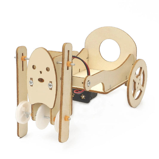 DIY Robot Pulling Cart STEM Kit Wooden Robot and Cart Building Toy Educational Robot Pulling Cart Construction Kit Hands-on STEM Toy: Build a Robot Rickshaw - RS6312