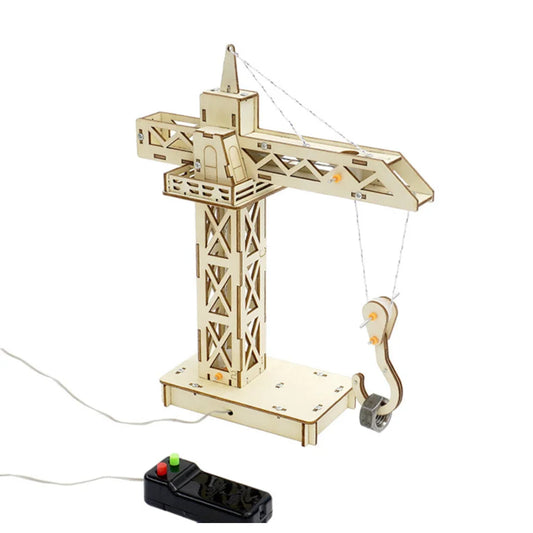 DIY Crane Tower STEM Kit Wooden Crane Kit Kids Science Experiment Handmade Tower Crane With Remote Control Crane Science Experiment Kit For Kids - RS6309