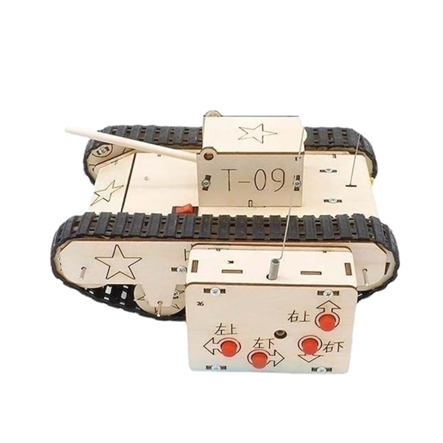 DIY Tracked Tank STEM Kit Wooden Electric Motor Remote Control Tracked Tank Science Experiment Kit - RS6313