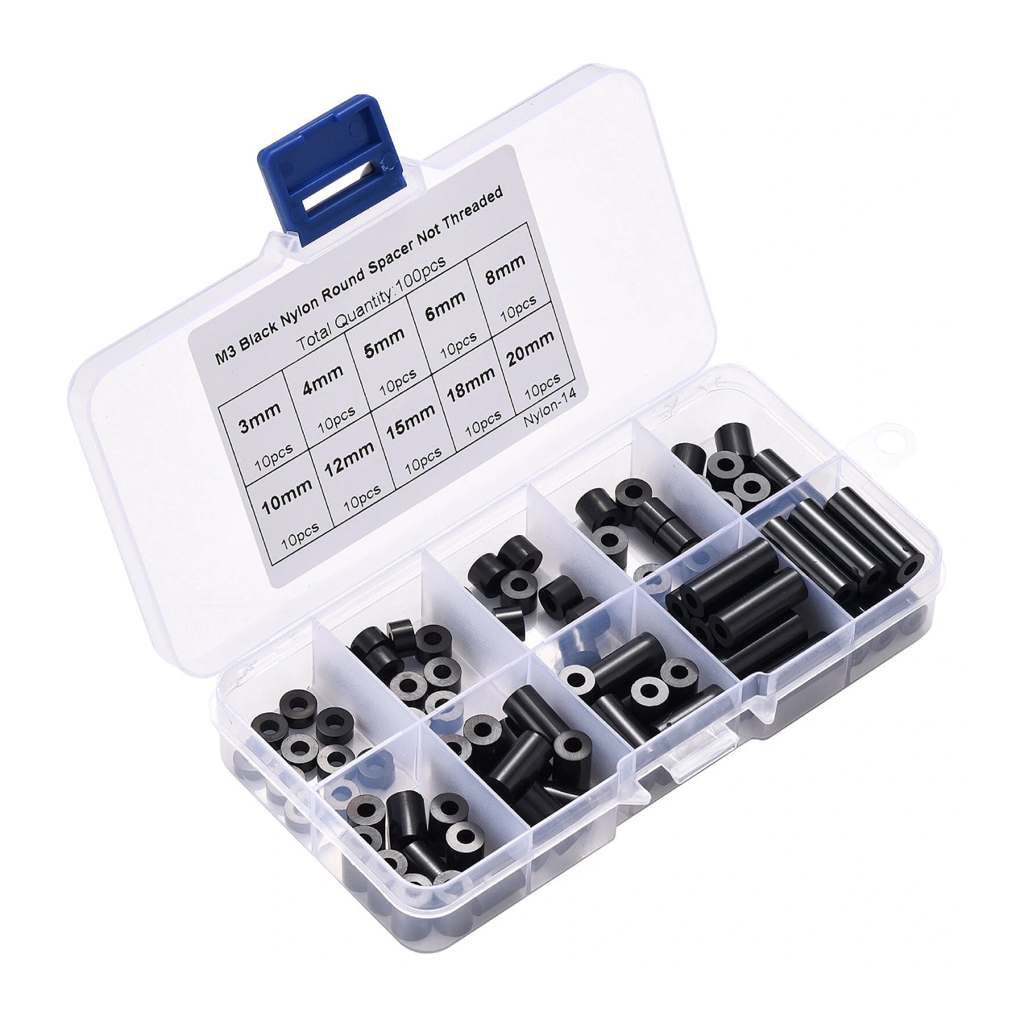 100pcs M3 Nylon Spacer Assortment Kit Electrical Outlet Screws Spacers Plastic Outlet Spacers Rubber Round Spacer For Electrical Screws Switch And Receptacle - Black - RS2796