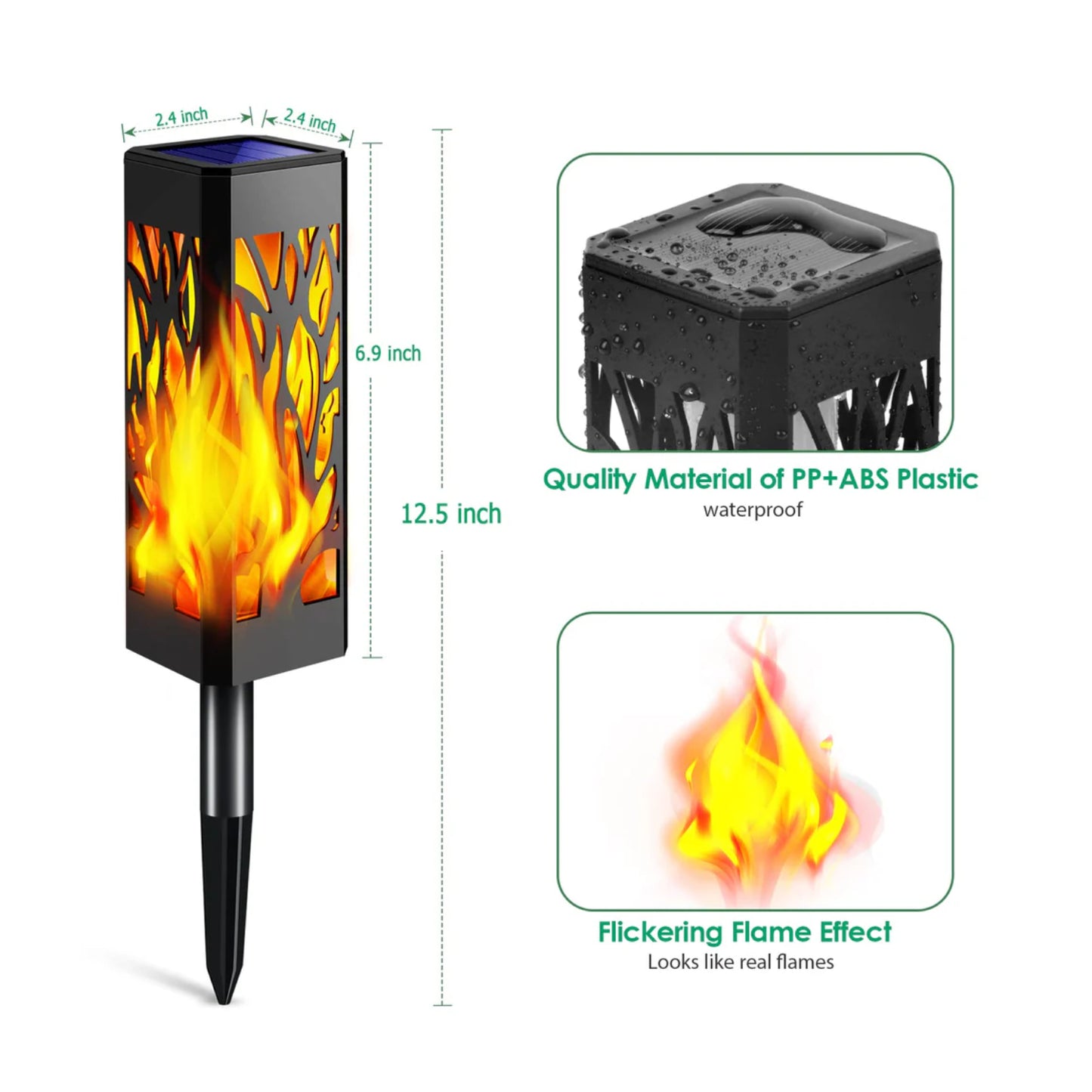 Flickering Flame Solar Pathway Lights Solar Powered Decorative Solar Garden Lights Waterproof Solar Torch Lights Outdoor Landscape Lighting For Yard Patio Walkway, Pack Of 1 - RS5827