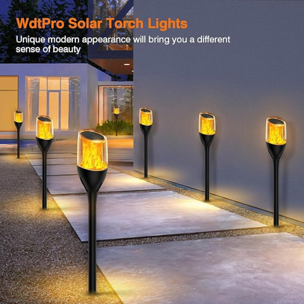 Taller Waterproof Solar Tiki Torches Taller Waterproof Solar Tiki Torches With Flickering Flame Decorative Solar Garden Lights LED Torch Lights Auto On/Off Outdoor Solar Lights For Yard Pathway Decor, Pack Of 1 - RS5828
