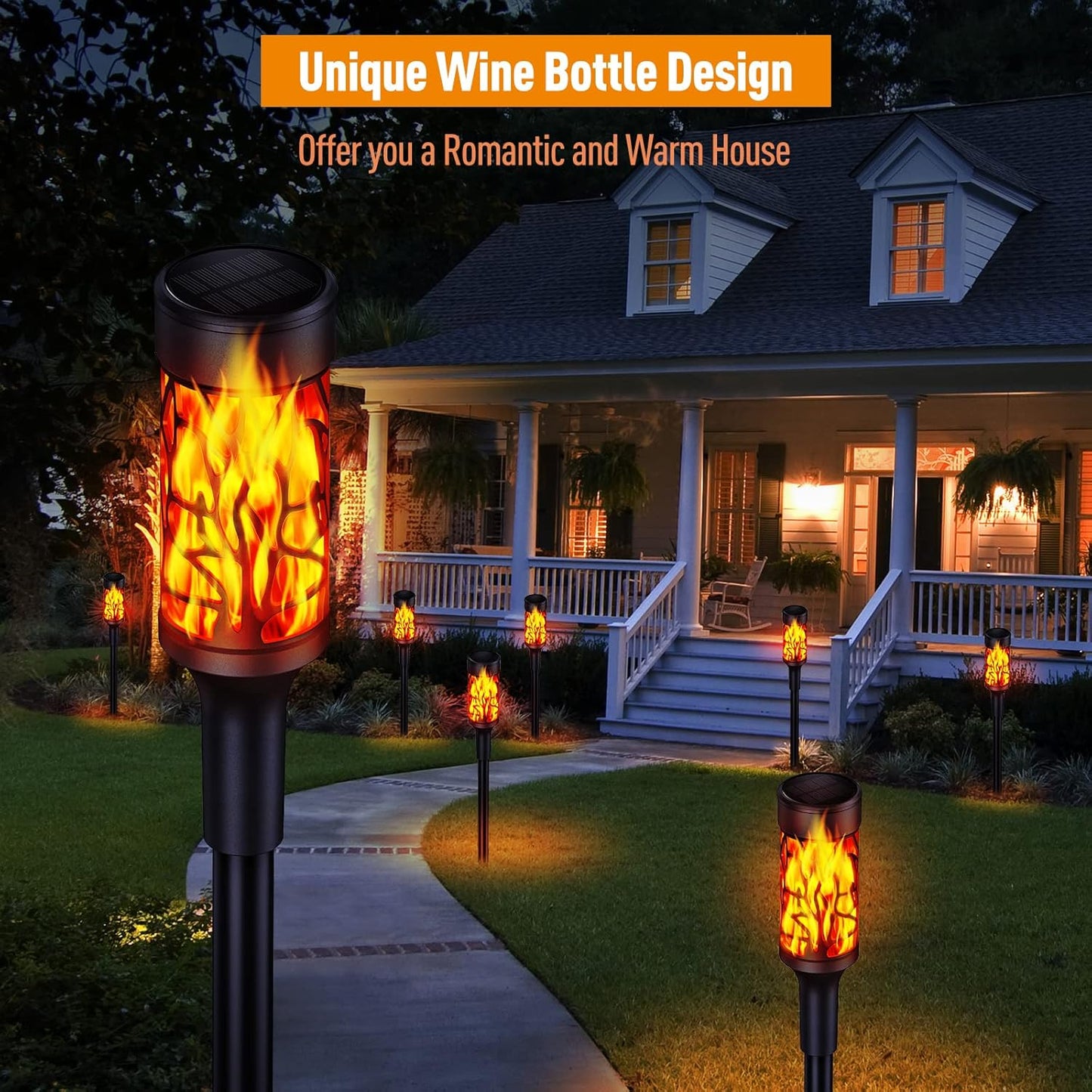 Solar Torch Lights With Dancing Flames Solar Outdoor Lights Extra-Bright Outdoor Garden Decorations Waterproof Yard Decor Holiday Lights For Pathway Patio Pack of 1 - RS5831