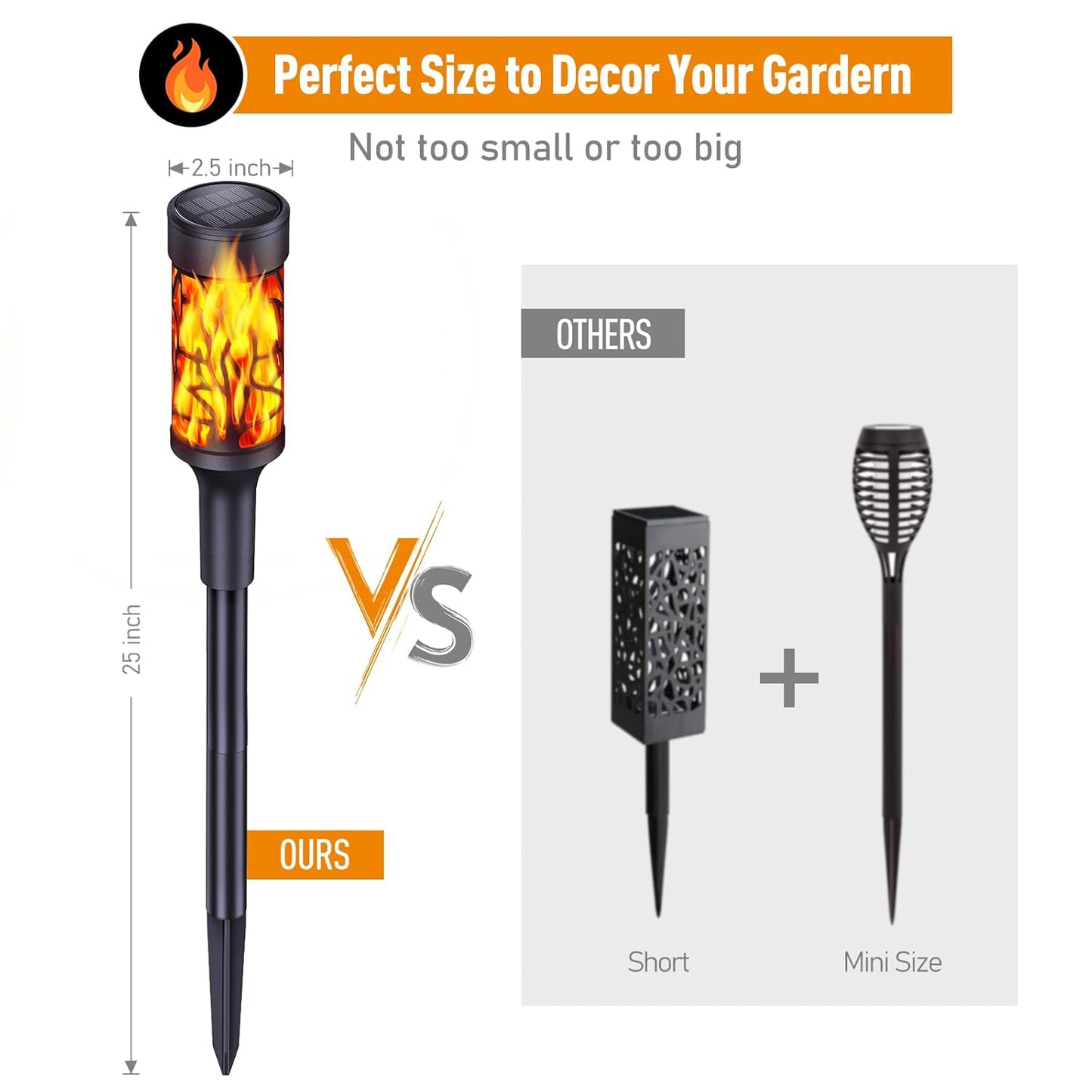 Solar Torch Lights With Dancing Flames Solar Outdoor Lights Extra-Bright Outdoor Garden Decorations Waterproof Yard Decor Holiday Lights For Pathway Patio Pack of 1 - RS5831