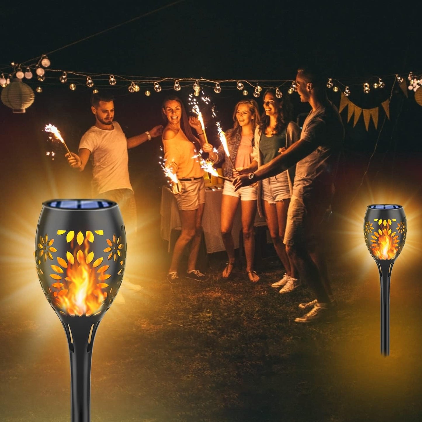 Flickering Flame Solar Lights Solar Torch Lights Outdoor, Flickering Flames Solar Lights, Waterproof Flame Lights for Outside, Landscape Decoration Lighting Dusk To Dawn Auto On/Off for Yard Patio Pack Of 1 - RS5832