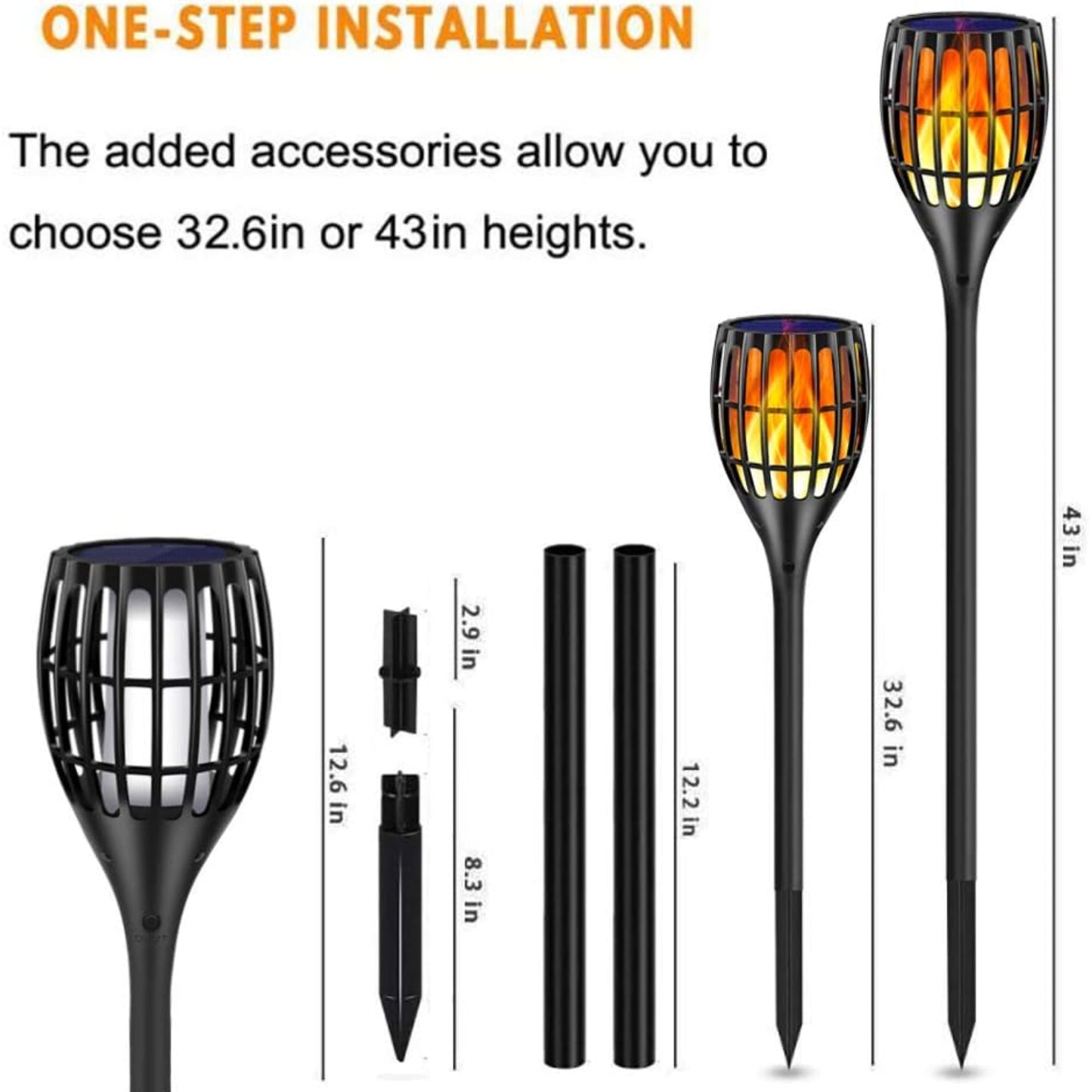 43" Solar Flickering Flame Torch Upgraded Solar Garden Lights Waterproof Landscape Lighting Dusk To Dawn Auto On/Off Security Torch Light For Yard Patio Driveway, Pack Of 1 - RS5834