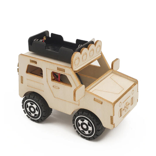 DIY Jeep Car STEM Kit Jeep DIY Assembly Wooden Small Car Educational Science STEM Kit STEM Educational Science Physics Kid's DIY Assembly Wooden Small Toy Car - RS6314