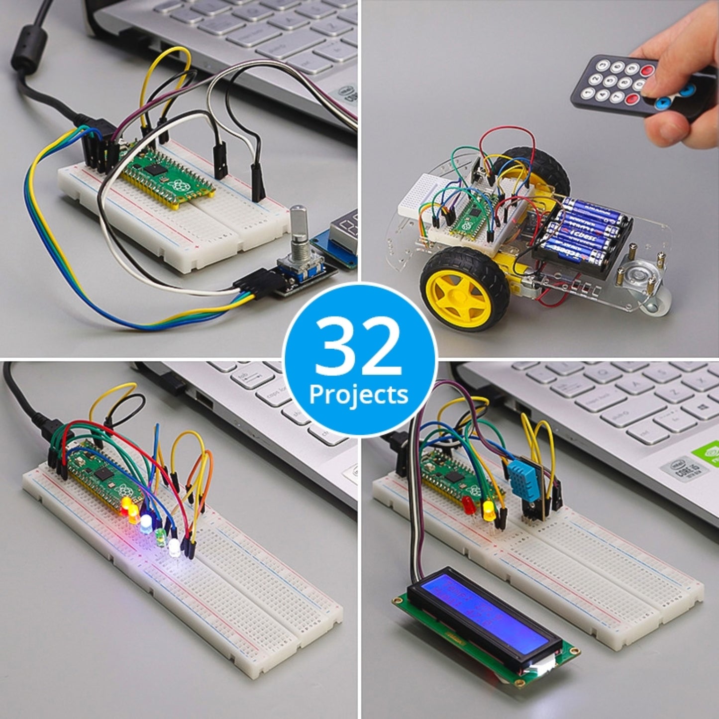 ELECROW Raspberry Pi Pico Advanced Kit with 32 Modules Master Raspberry Pi Pico With 32 Hands-On-Projects With Comprehensive Raspberry Pi Pico Kit - RS7064