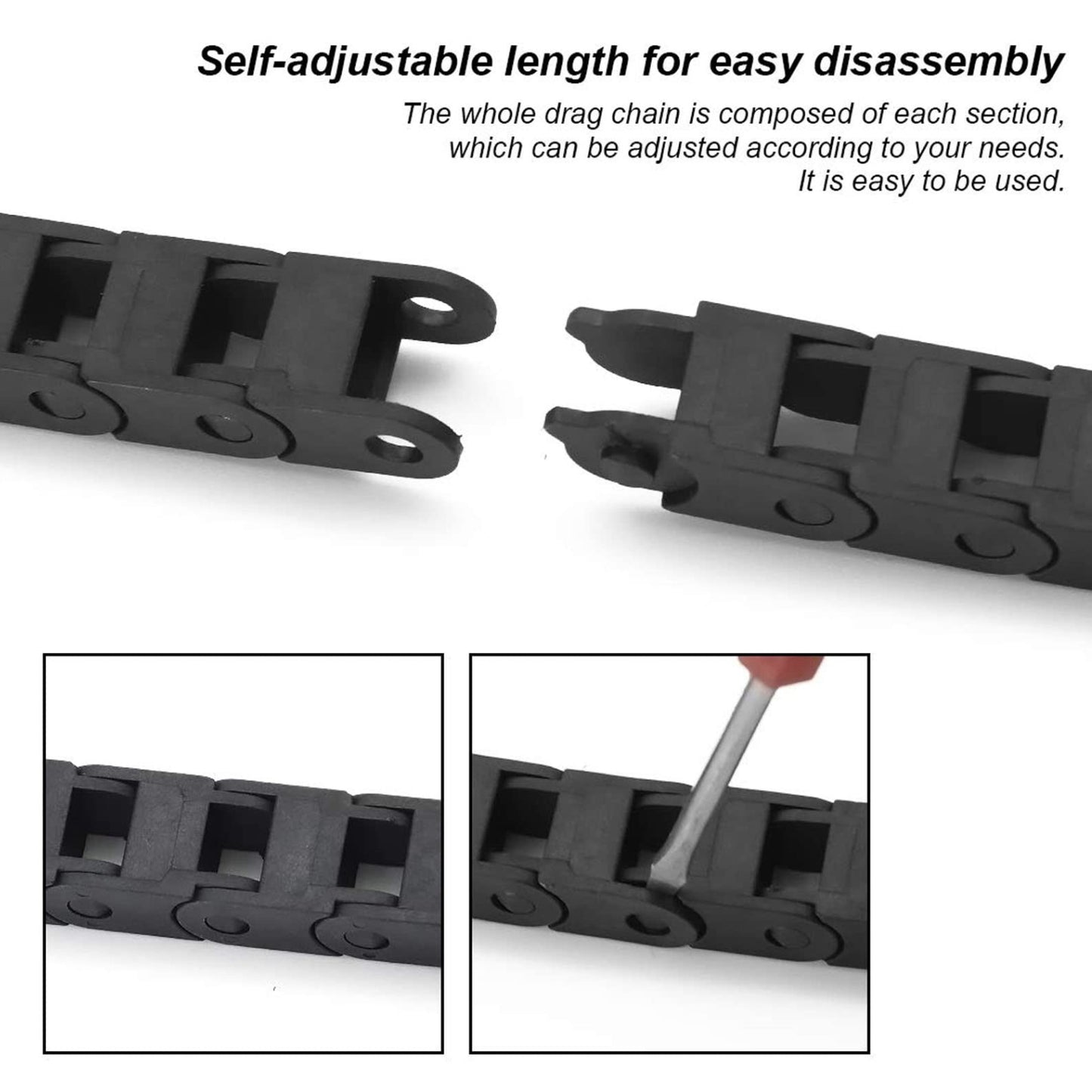 10x10mm Cable Drag Chain 1m Cable Drag Chain Reliable 1m Wire Drag Chain Carrier For Wire & Cable Protection - RS4636