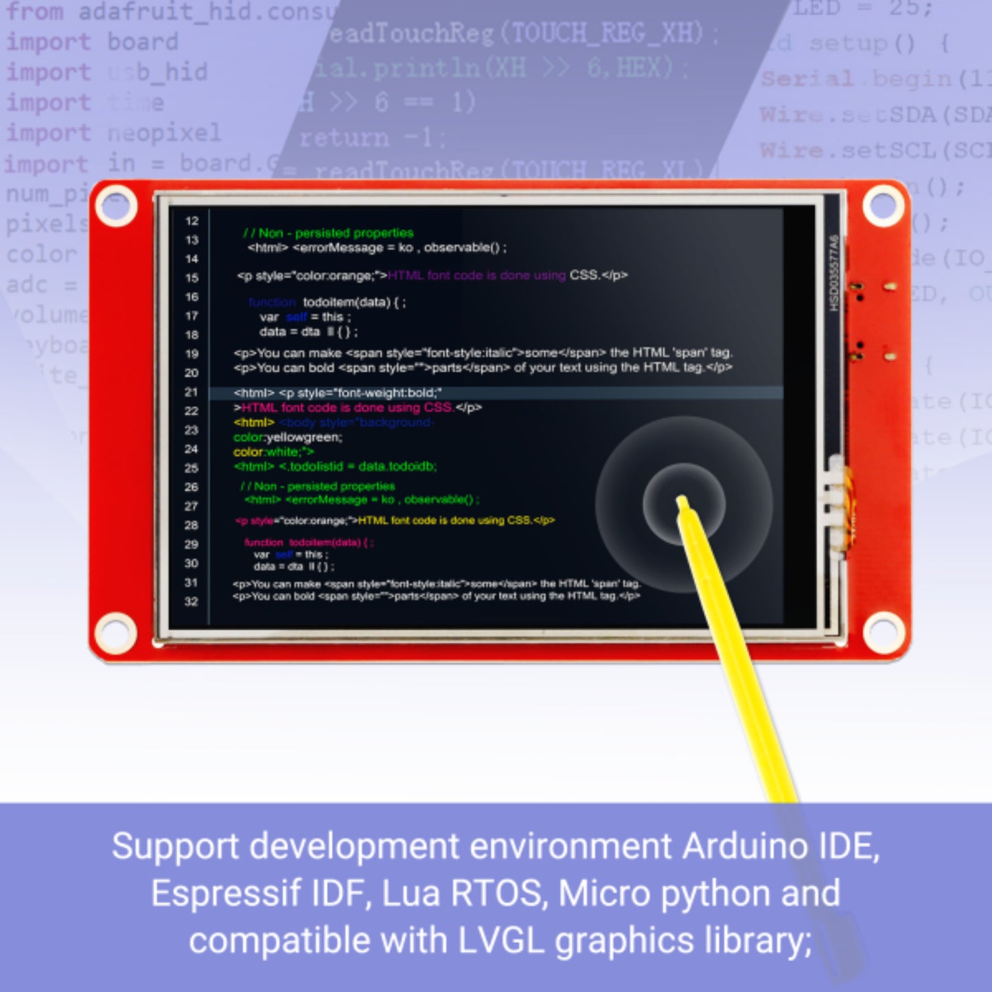 ELECROW CrowPanel - 3.5" ESP32 HMI Display With Touchscreen Display 480x320 SPI TFT LCD Touch Screen Compatible With Arduino/LVGL/ PlatformIO/Micropython without Case - RS7061