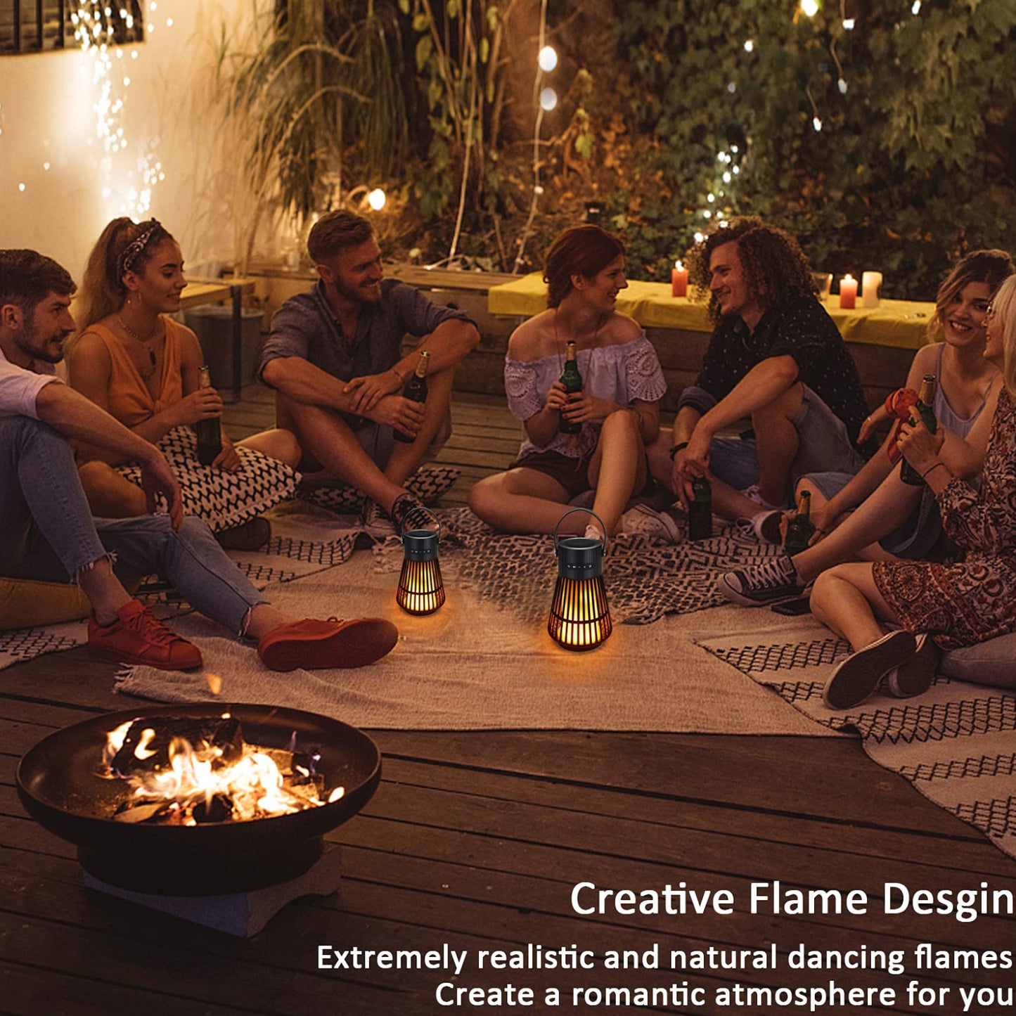Tesoorda Flickering Flame Speaker Portable LED Flame Speaker Waterproof Bluetooth Speaker For Indoor/Outdoor Led Table Lanterns/Lamp For Patio, Garden, Camping, Pack Of 1 - RS6136