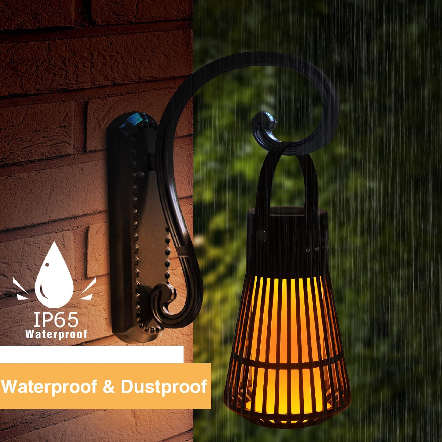 Tesoorda Flickering Flame Speaker Portable LED Flame Speaker Waterproof Bluetooth Speaker For Indoor/Outdoor Led Table Lanterns/Lamp For Patio, Garden, Camping, Pack Of 1 - RS6136