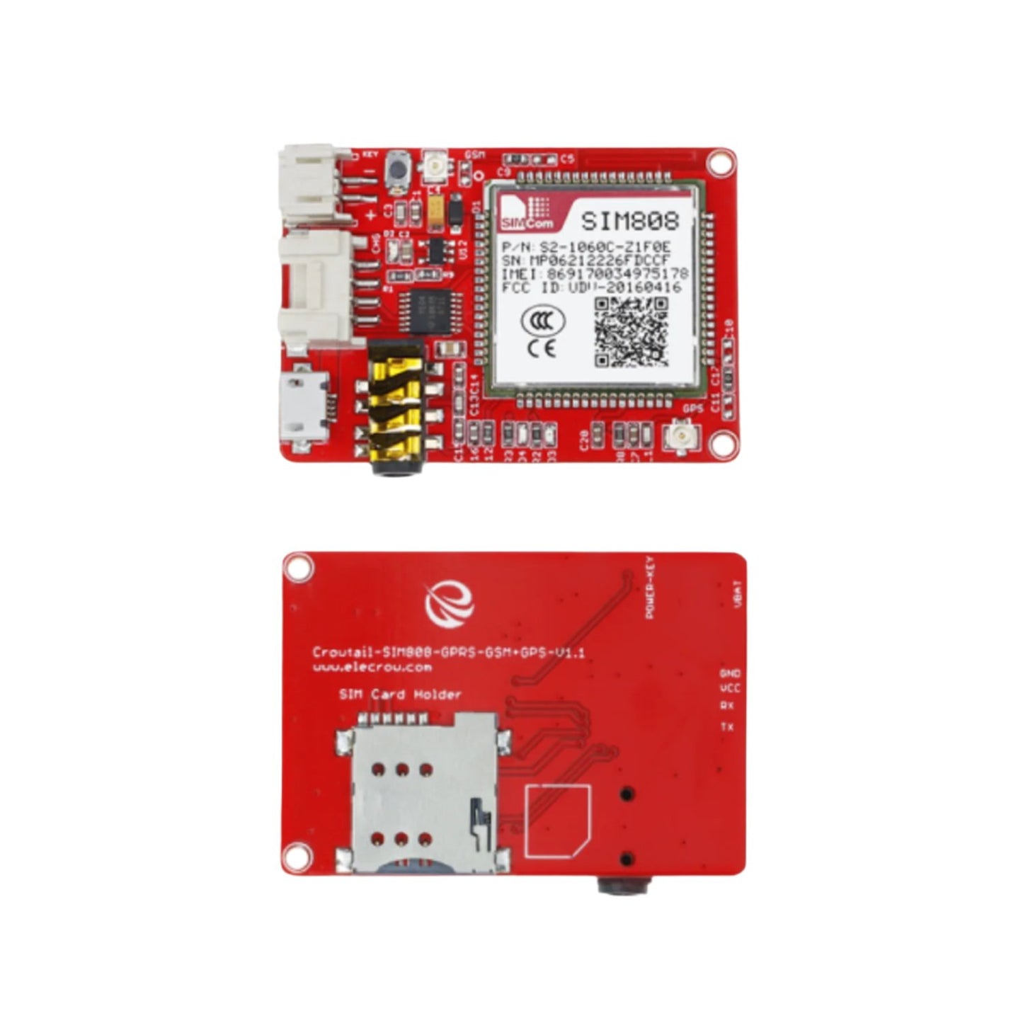 ELECROW Crowtail - SIM808 V1.1 GPS/GSM Module GPRS-GSM+GPS Module - V1.1 With Cellular Connectivity Best SIM808 Module Development Board GSM And GPS Two-In-One Function Module - RS7039