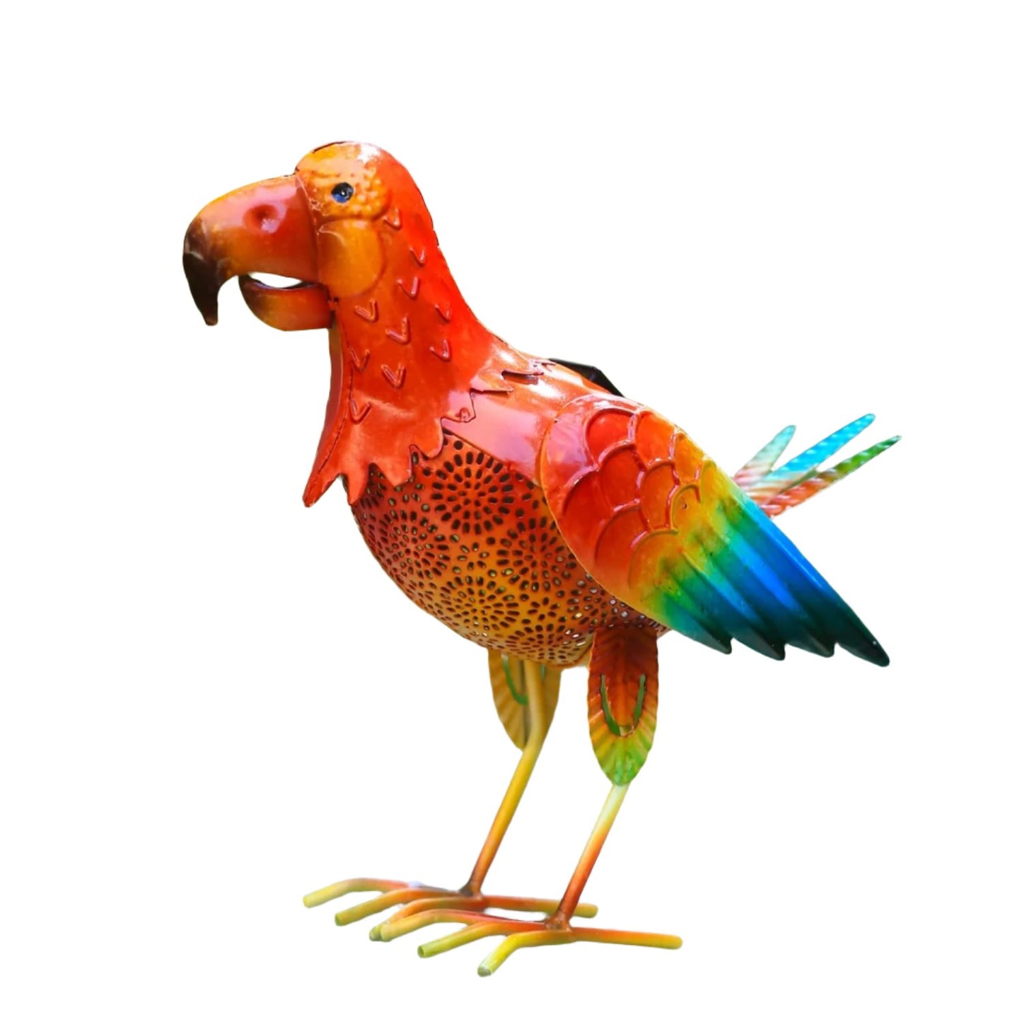 Solar-Powered Macaw Statue Garden Lights Waterproof Macaw Garden Decor Outdoor Solar Parrot Statue With Metal Yard Art, Parrot Statue Light for Pathway, Patio, Backyard Decoration, Lawn Ornaments, Pack Of 1 - RS6144