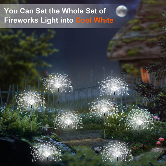 Solar Firework Lights With 11 Modes Pack Solar Garden Lights And Multicolor & Warm White Solar Outdoor Lights Decorative 120LED Waterproof Solar Garden Fireworks Lamp With Remote Yard Lights, Pack Of 1 - RS6132