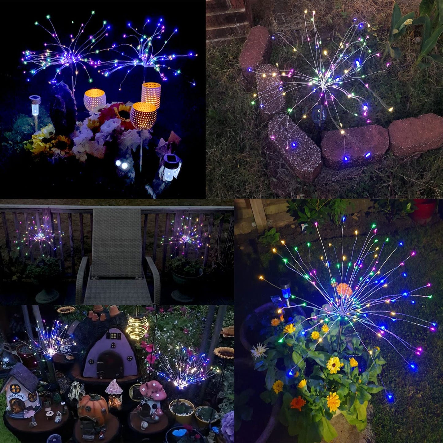 105 LED Flowers Fireworks Light Outdoor Solar Garden Decorative Lights With 105 LED Powered 35 Copper Wires String Landscape Light - DIY Flowers Fireworks Trees For Walkway Patio Lawn Backyard, Pack Of 1 - RS6134